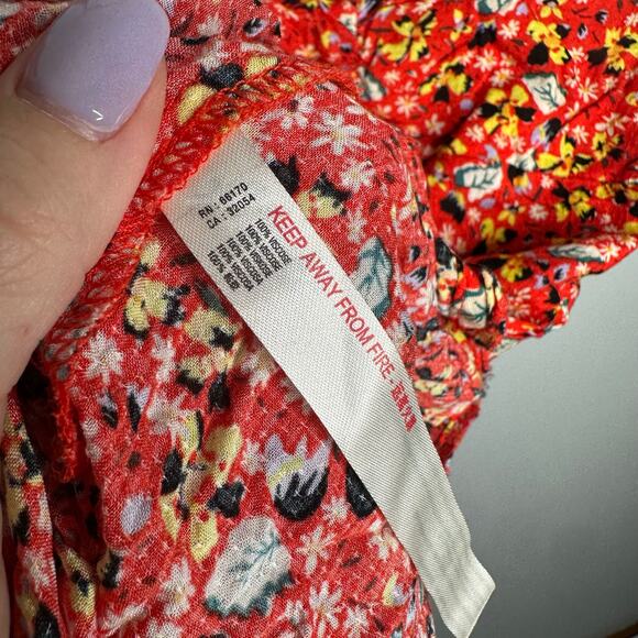 Intimately By Free People Women's Red Floral Tie Back Mini Dress Size M - Picture 9 of 10